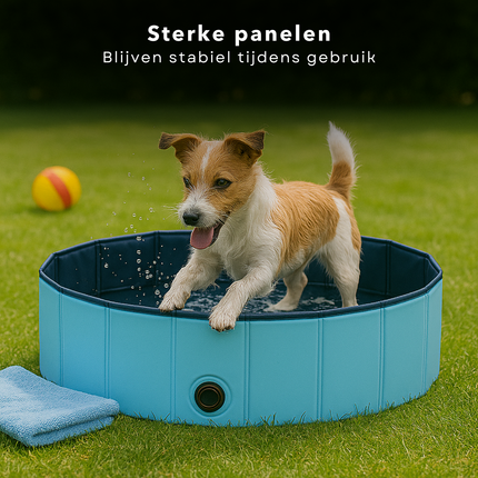 Cheqo® Honden Zwembad - Hondenzwembad Opvouwbaar - Opzetzwembad Huisdier - Hondenbad - Dierenbad - Bad Voor Kleine Honden - Blauw