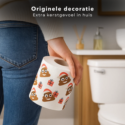 Cheqo® Kerst Toiletpapier - WC Rol Kerst - Grappige Kerst Print - 3 Rollen Toiletpapier - Feestelijk Kerstmotief - Kerstman Papier - Wegwerppapier - Badkamer Decoratie - Kerstfeest Accessoires - Grappige Papieren Rol