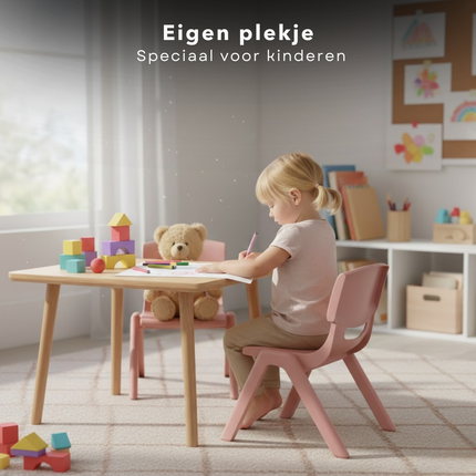 Cheqo® Kinderstoeltje - Kinderstoeltje Roze - Kinderstoel - Kinderstoel Roze - Peuterstoeltje - Peuterstoel - Kinder Tuinstoel - Tuinstoeltje Kind - Kinderstoel Buiten - Kinderstoel Binnen - Kunststof Kinderstoeltje - Plastic Kinderstoeltje