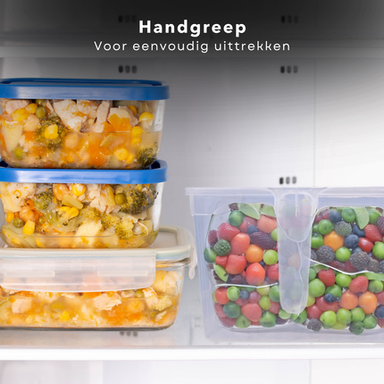 Cheqo® Keukenkast Organizer - Keuken Organizer - Koelkast Organizer - Transparant - Handige Opbergmand - Mand