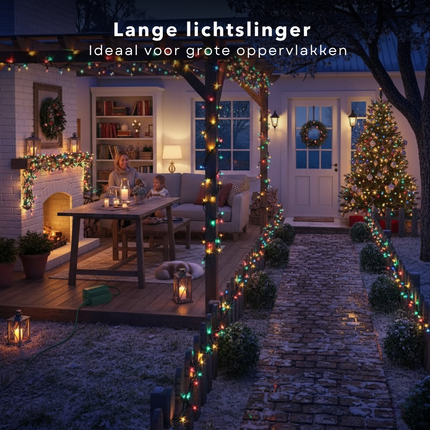 Cheqo® Kerstverlichting Multicolor - LED Lichtsnoer - 720 LED Lampjes - 54 Meter Lengte - Binnen En Buiten - Groen Snoer - IP44 Adapter - Kerstboomverlichting - Feestverlichting - Lichtslinger - Veelkleurig - Kerstlampjes