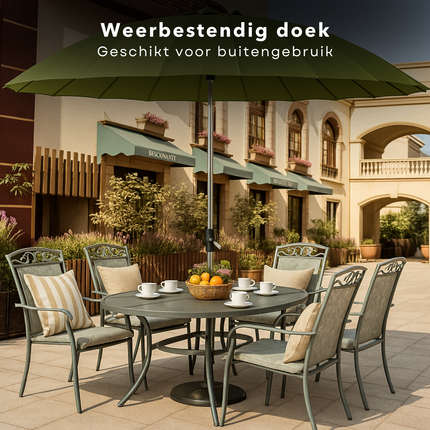 Cheqo® Shanghai Parasol - 270 cm Groen - Aluminium & Polyester - Stokparasol