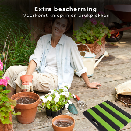 Cheqo® Kniemat Tuin -Knielkussen - Kniemat voor Klussen - Comfortabele Kniebescherming - Zwart/Groen - Tuinaccessoires