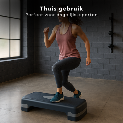 Cheqo® Verstelbare Aerobic Step 10-15 cm – Fitness Stepper met Anti-Slip Laag – Stepbank voor Thuis en Sportschool – Step Aerobics – Krachttraining & Conditietraining – Draagvermogen 150 kg – Opstapbankje