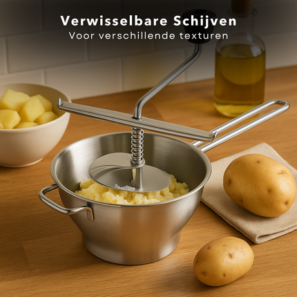 Cheqo® Roerzeef RVS - Passeerzeef - 33 cm - Passe Vite - Groentezeef - Groentemolen Met 3 Verwisselbare Schijven