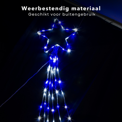 Cheqo® Verlichte Kerstster - Kerst Ster - Lichtgevende Ster - Kerstverlichting - Kerstboomverlichting - Lichtsnoer - Kerstlampjes - Kerstlichtjes - 165 cm RGB LED - Voor Binnen en Buiten - Met Afstandsbediening