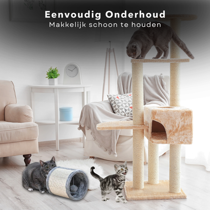 Cheqo® Kattentunnel met Krabfunctie - Krabpaal - Kattenspeelgoed - Interactief Speelgoed met Bal - Sisal Krabton - Duurzaam en Leuk