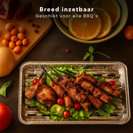 Cheqo® BBQ Grillschalen Aluminium - Barbecue Grillschaal - Set van 5 - Vetopvang BBQ - Wegwerp BBQ Schaal