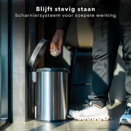 Cheqo® RVS Prullenbak - Pedaalemmer - Afvalbak - Compact voor Badkamer & Toilet - Roestvrij Staal