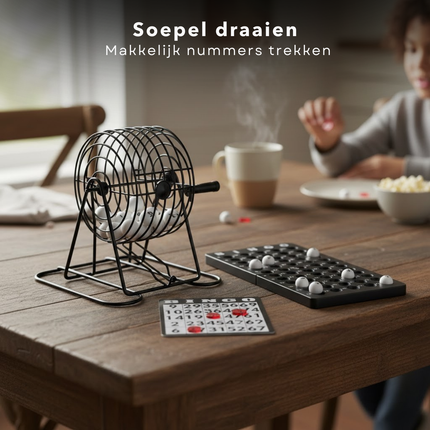 Cheqo® Bingomolen - Bingo Set - Bingo Spel - Bingospel - Bingo Molen Set - Bingomolen Set - Bingomolen Compleet - Bingo Set Compleet - Bingo Spel Compleet - Bingo Lotto Set - Lotto Bingo Molen - Tombola Bingo Spel