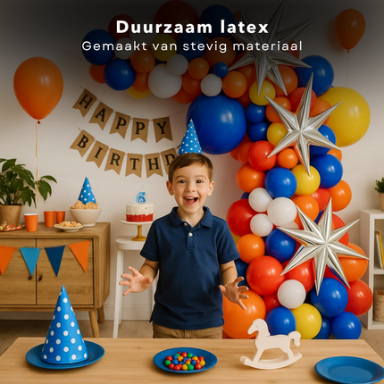 Cheqo® Ballonnen Rood Wit Blauw Oranje - 100 Stuks Ballonnen - Feestballonnen - Ballonnen - Vrolijke Ballonnen - Speelballonnen - Feestdecoratie EK WK Koningsdag - Kleurrijke Ballonnen - Ballonnen Voor Feestjes - Ballonnen Nederland
