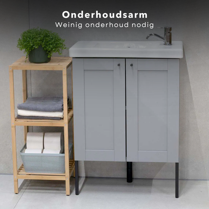 Cheqo® Bamboe Badkamerrek - Opbergrek voor Badkamer - Badkamer Rek - 3-Laags Opslag - Compact en Vochtbestendig - Ecologisch