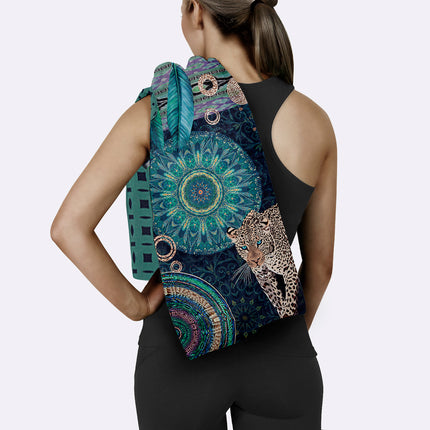 Luxe Polyvelvet Strandlaken 50x100 cm - Luipaard en Mandala Print - Multicolor - Sport & Travel Handdoek