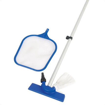 Cheqo® Zwembad Schoonmaakset - Schepnet en Stofzuiger - Zwembad Stofzuiger - 167cm Stang - Tuinslang Stofzuiger - Herbruikbare Vuilzak - Schepnet - Zwembadreiniger - Bodemzuiger