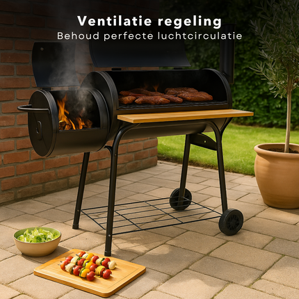 Cheqo® Houtskool Barbecue - BBQ - Smoker Barbecue Grill - Rookoven - 2-in-1 Barbecue en Smoker - Houtskool