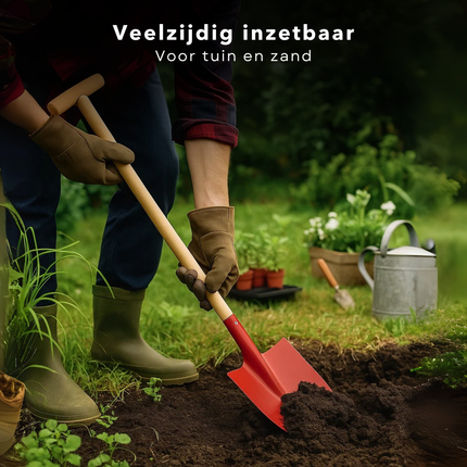 Cheqo® Metalen Schep - Houten Steel - Tuin Gereedschap - Willekeurige Kleur - Stevige Schep - Lange Steel - Tuinwerkzaamheden - Schep Voor Tuin - Duurzame Materialen - Multifunctionele Schep