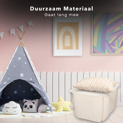 Cheqo® Opbergbox 45L - Opbergdoos - Opslagbox - Kunststof - Met Deksel - Ideaal voor Kledingopslag