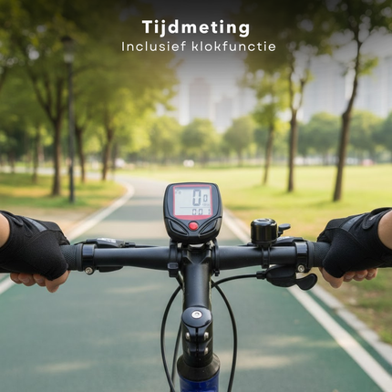 Cheqo® Fietscomputer - Fietscomputer Met Draad - Fietskilometerteller - Kilometerteller Fiets - Fietssnelheidsmeter - Fiets Teller - Fietscomputer Lcd - Fietscomputer Groot Scherm - Fietscomputer 15 Functies - Fietscomputer Met Klok