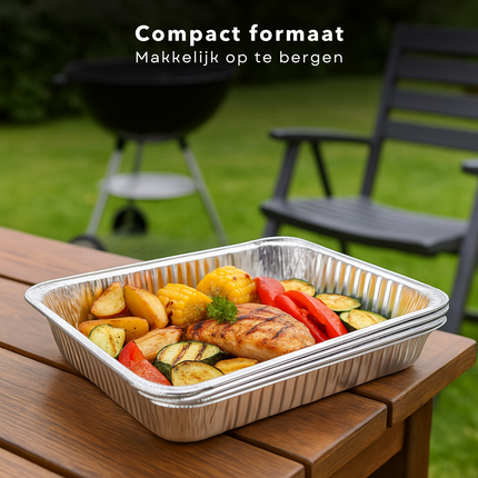 Cheqo® BBQ Grillschalen Aluminium - BBQ Bakjes - Barbecue Grillschaal - Set van 4 - Vetopvang BBQ - Wegwerp BBQ Schaal