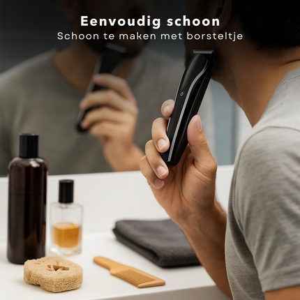 Cheqo® Alles-in-1 Trimmer Set – Tondeuse Set - Oplaadbare Haartrimmer 600mAh – Baardtrimmer – Precisietrimmer – Lichaamstrimmer – Neus- en Oorhaartrimmer – Scheerkop – USB – Grooming Kit – 4 Opzetkammen