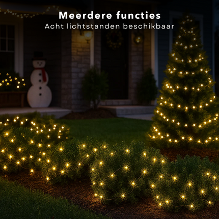 Cheqo® LED Kerstverlichting - Kerstlampjes - Kerstboomverlichting - Extra Warm Wit - 180 LED Lampjes - 13.5 Meter - Binnen en Buiten - Flexibel Snoer - 8 Lichtfuncties - Energiezuinig - IP44 Adapter - Kerstboom Verlichting