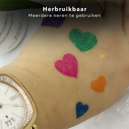 Cheqo® Tattoo Gelpennen voor Kinderen - Glittergel Pennen - Glitterpen - Glitter Pen Huidvriendelijk - Creatieve Tekenpennen Set 6 Kleuren