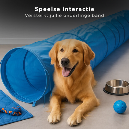 Cheqo® Hondentunnel 3 Meter – Agility voor de Hond – Behendigheid Hond – Opvouwbare Speeltunnel – Lichtgewicht Polyester – Inclusief Grondpinnen & Draagtas – 48 cm Doorsnee – Honden Agility Set – Hondensport Accessoires