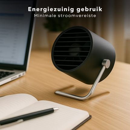 Cheqo® Mini USB Tafel Ventilator Zwart - Airco Alternatief - Compact en Stil - Ideaal voor Bureau en Kantoor - Tafelventilator - Fan