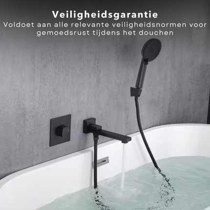 Cheqo® Complete Doucheset - Zwarte Douchekop met Doucheslang en Houder - 3 Standen - Waterbesparend