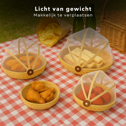 Cheqo® Vliegenkap Set - Vliegenhoes - Vliegenverjager - Foodcover - Insectenbescherming -  Voedselbescherming - Ronde Vliegenkap - 3 Stuks