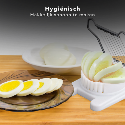 Cheqo® Eiersnijder RVS - Ei Snijder - Eisnijder - Perfect voor Plakken - 8x10x3 cm - Wit Keukenhulp