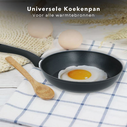 Cheqo® Grote Koekenpan 28 cm -  Voor Alle Warmtebronnen - Soft Touch Handgreep - Gelijkmatige Warmteverdeling - Pannen - Bakpan - Lange Levensduur Koekenpannen