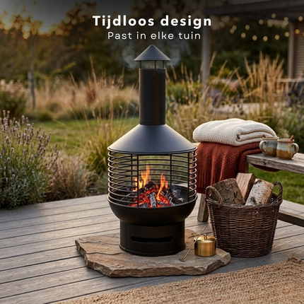 Cheqo® Sfeerhaard Buiten - Tuinhaard - Terrashaard - Vuurhaard Buiten - Buitenhaard - Tuinhaard Vrijstaand - Terrashaard Vrijstaand - Vuurhaard Tuin - Buitenhaard Vrijstaand - Openhaard Buiten - Tuinhaard Zwart