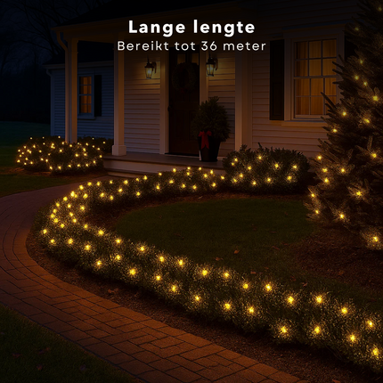 Cheqo® Kerstverlichting - Kerstlampjes - Kerstboomverlichting Binnen en Buiten - 480 LED Lampjes - Warm Wit Licht - Lichtsnoer 36 Meter - IP44 Spatwaterdicht - Groene Snoer - LED Lichtsnoer - 39 Meter