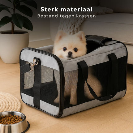 Cheqo® Huisdier Draagtas - Kleine Huisdieren - Schouderriem En Handgrepen - Huisdier Tas - Tas voor Huisdieren - Wasbare Mat - Lichtgewicht Ontwerp - Compact Op Te Bergen - Polyester Met Ademend Gaas - Tot 7 kg