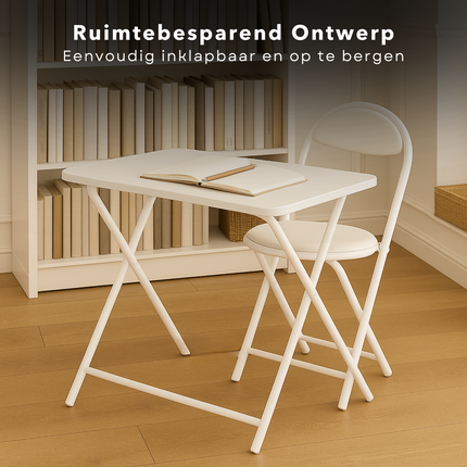 Cheqo® Universele Tafel Set met Stoel - Bureau - Eettafel - Kindertafel - Klaptafel Met Stoel - Ideaal voor Kinderen - Kinderkamer - MDF - Wit