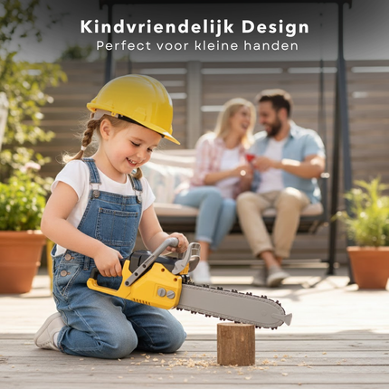 Cheqo® Speelgoed Kettingzaag - Met Licht En Geluid - Werkt Op Batterijen - ABS Materiaal - Speelgoed Gereedschap - Rollenspel Accessoires - Cadeau Voor Kinderen - Speelgoed Zaag - Kettingzaag Speelgoed