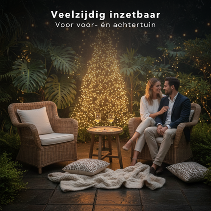 Cheqo® Outdoor Lichtboom - Kerstverlichting Buiten - Warm Wit Licht - Micro LED-Lampjes - IP44 Stekker - Spatwaterdicht - Tuinverlichting Kerstboom - 180 CM Hoogte - Zwarte Frame - Sfeervol Licht - 5 Meter Snoerlengte