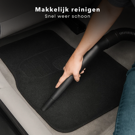 Cheqo® Universele Automatten - 4-Delige Set - Anti-Slip Bodem - Automatten Zwart - Eenvoudig Te Reinigen - Glijvaste Rug - Automatten Voor En Achter - Universeel Toepasbaar - Automatten Set - Chauffeursmat - Bijrijdermat - Matten Achterin