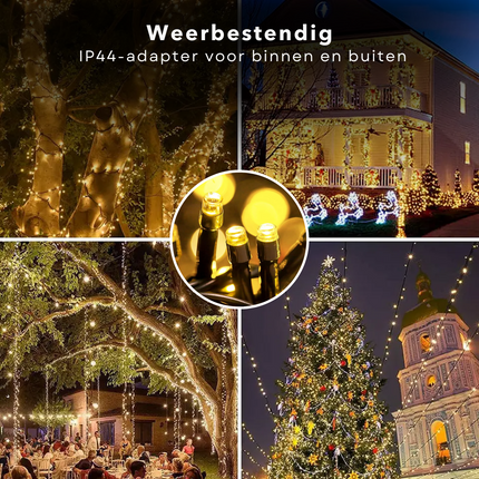 Cheqo® Kerstverlichting - Kerstboomverlichting - Kerstlampjes - 1152 LED - 8.5M - Voor Binnen en Buiten - Timer - 8 Lichtfuncties - Lang Snoer - Extra Warm Wit - Clusterverlichting - Sfeerverlichting - Feestverlichting Kerstboomverlichting