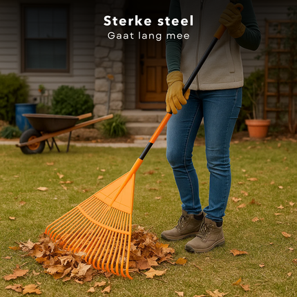 Cheqo® Bladhark - Tuinhark - Comfortabele Handgreep - Terugverende Hark - Bladeren Verzamelen - Gras en Tuinafval - Tuinonderhoud - Ergonomisch Ontwerp - Tuinier Gereedschap - Betrouwbare Hark