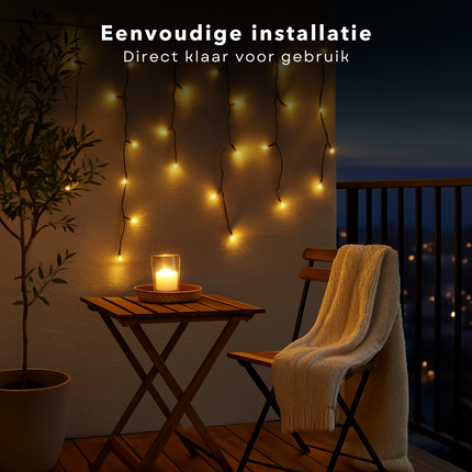 Cheqo® Solar Ijspegelverlichting - Ijspegel Verlichting - Kerstverlichting Buiten - 780 cm Lichtgordijn - 240 LED - USB - Afstandsbediening - Warm Wit licht - Timer - 13 Functies met Geheugen