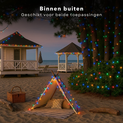 Cheqo® Microcluster Kerstverlichting - Kerstlampjes - Kerstboomverlichting  - 800 LED - 16 Meter - Multicolor Verlichting - Kerstboomverlichting - Binnen en Buiten - 8 Lichtfuncties - Timer Functie - Geheugen - IP44 Adapter