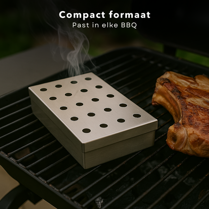 Cheqo® BBQ Rookbox RVS - Smoker Box - Perfect voor BBQ - Rookdoos - Smokerbox - Barbecue