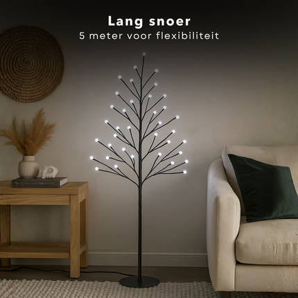 Cheqo® Verlichte Boom Buiten - LED Kerstboom - Kerstdecoratie Buiten - Energiezuinige LED Lampjes - Klassiek Wit Licht - Metalen Frame - LED Boom - Timer Functie - 108 LED Lampjes - 150cm - Kerstverlichting Met Timer