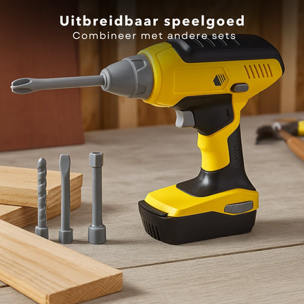Cheqo® Speelgoed Schroefmachine - Schroefmachine Met Licht - Schroefmachine Met Geluid - ABS Materiaal - Werkt Op Batterijen - Met 4 Bits - Kindergereedschap - Doe-Het-Zelf Speelgoed - Educatief Speelgoed
