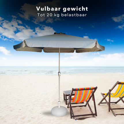 Cheqo® Parasolvoet Wit - Vulbaar met Water of Zand - Parasol Voet - Stevige Parasolhouder voor Buiten