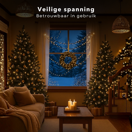 Cheqo® Kerstverlichting - Kerstboomverlichting - Kerstlampjes - Kerst Verlichting - Warm Wit Licht - 320 LED Lampjes - Geschikt Voor Binnen En Buiten - IP44 - 24 Meter Lichtsnoer - Kerstverlichting Buiten