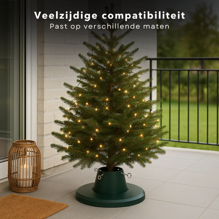 Cheqo® Kerstboomstandaard - Kerstboom Tot 2,1 Meter - Stevige Constructie - Ruimtebesparend Ontwerp - Veelzijdige Compatibiliteit - Betrouwbare Basis - Kunststof Materiaal - Compact Opbergen - Kerstboomstam 35-105 mm - Veilige Opstelling