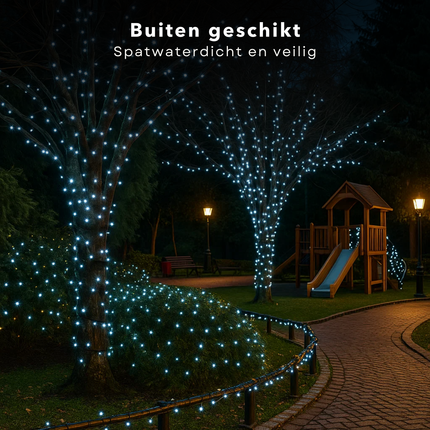 Cheqo® Microcluster Kerstverlichting - Kerstlampjes - Kerstboomverlichting - 700 LED Lampjes - 14 Meter Lengte - Wit Licht - Timer Functie - Lichtfuncties - Geheugen Functie - Buitenverlichting Kerst